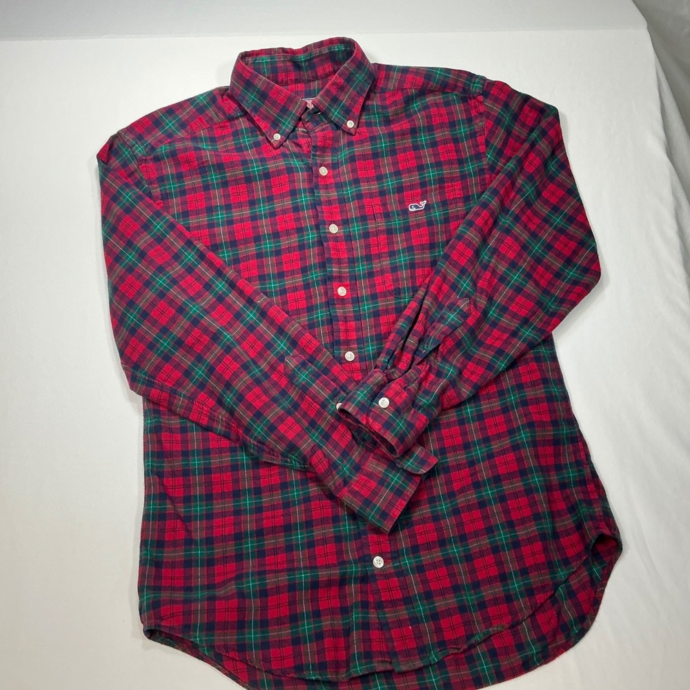 Vineyard Vines Mens Small‎ Red Green Plaid Tucker Flannel Shirt Button Down - Picture 8 of 8